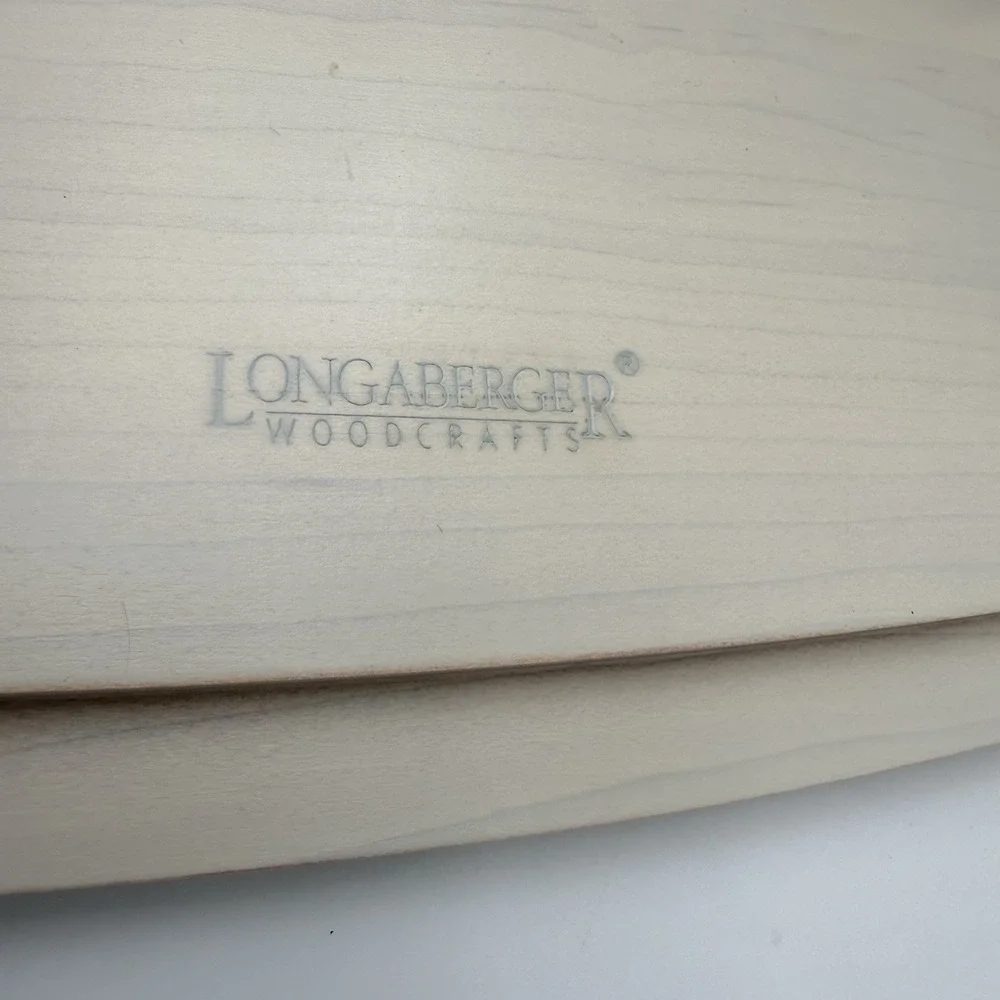 Longaberger Recipe Basket Complete Set Lid Protector Blue Red Stripe Liner USA